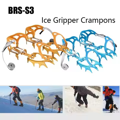 2027BRS- S1 S1A S3 14 Teeth Claws Crampons Shoes Ice Crampons Snow Non slip Cover Gripper Manganese 