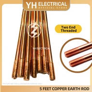 5ft x 12mm Copper Rod Earth Rod Grounding Rod For Electrical Grounding System Tembaga Elektrik Rumah