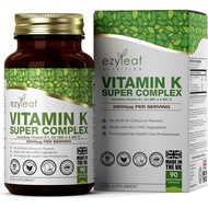 Ezyleaf Vitamin K Super Complex | Vitamin K2 MK7 - Vitsmin-K2 MK4 - VIT K1 | 2600µg per Capsule | 90