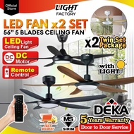 [TWIN PACK] DEKA F5DC LED PRO | DDC21LED | FANZO TURBO LED | CHAMPION LED 56" 5 Blades Ceiling Fan w