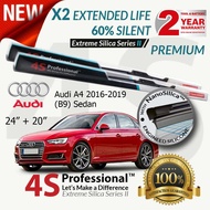Audi A4 2004-Present 4S Professional™ Extreme Silica Series II Wiper Silicone Blades (1 pair) - 2 Ye