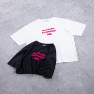High Street Acne Studio Flocking Embrodiery Label T Shirt Men Women Unisex Loose Casual Office Commu