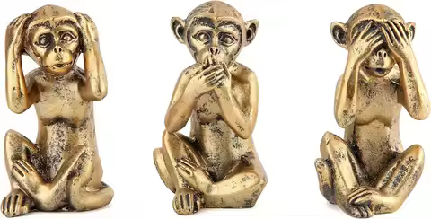 3 Wise Monkeys Statue for Home Decor Accents,Hear no Evil See no Evil Speak no Evil Figurine for Liv