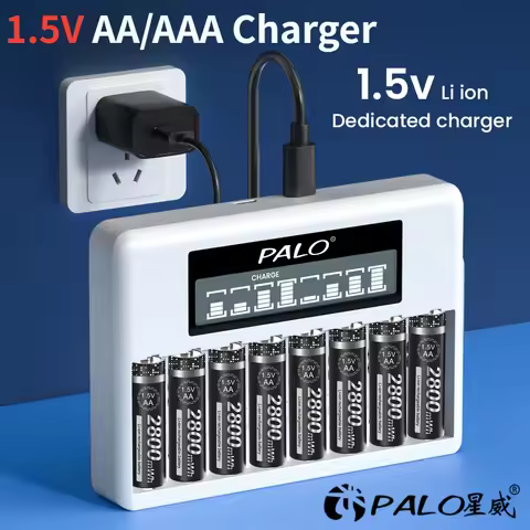8 Slots 1.5V AA/AAA Rechargeable Battery Charger LCD Display Usb Fast Intelligent Charger for 1.5 Vo