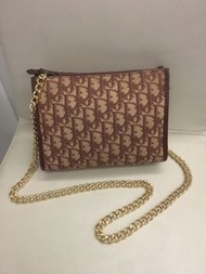 Christian Dior lady Dior red morogram Boston gold chain vintage mini handbag bag 金鏈袋