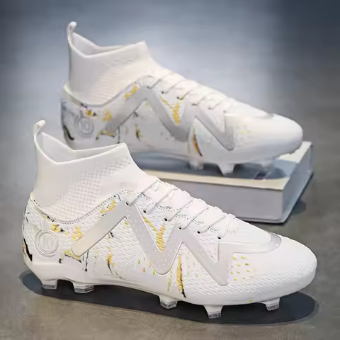 2025 Socks Style Kid Adult Sport Soccer Shoes Training Boys Football Boots Size 33-46 Sneakers AG Yo