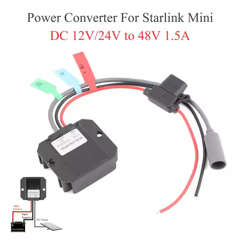 For Starlink MINI DC Power Boost Converter With Fuse 12V/24V to 48V 1.5A with Starlink DC Female + E