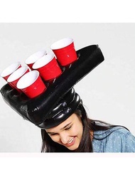 1入組充氣三角帽乒乓球遊戲托架杯托重新啟動啤酒帽派對遊戲（不含杯子，不含彩盒）