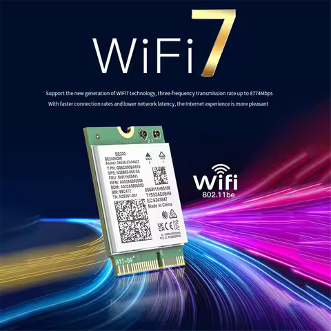 BE200 WiFi7 Network Card 8000Mbps Wifi Adapter Bluetooth 5.4 Tri Band 2.4G/5G/6GHz BE200NGW M.2 NGFF