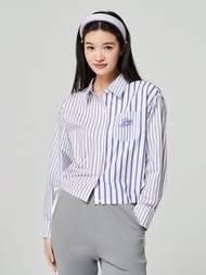 女裝|Logo純棉翻領長袖襯衫-淡紫色