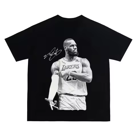 2025 Summer New LeBron James Basketball Tee Black Original American Streetwear for Men and Women Ove