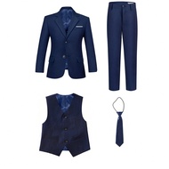 Tween Boy Suits 4-Pieces Suit Set Tuxedos Dresswear Ring Bearer Outfit Wedding Blazer Vest Pants Tie