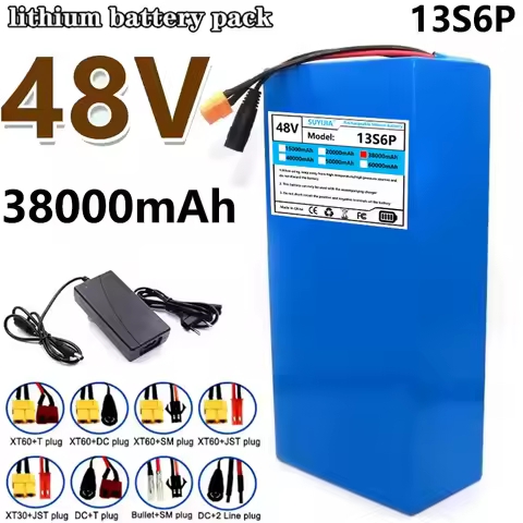 13S6P 48V 38000mAh 18650 Lithium Battery 1000W High Power 54.6V 30A Built-in BMS for Outdoor Power T