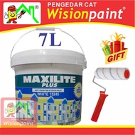 7L ( 7 LITER ) WHITE MAXILITE PLUS EMULSION PAINT( FREE ROLLER 7" SET ) DULUX PAINT BRAND / WALL AND