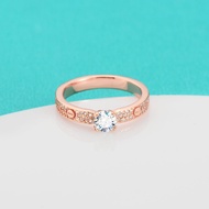 Real Moissanite 0.5CT Four-prong Round Cut Black White Red Color Side Stones Designed Rose Gold Ring