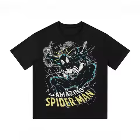Marvel Genuine 2026 New Marvel Venom Spider-Man Cartoon Creative Print High Quality Plus Size Men's 