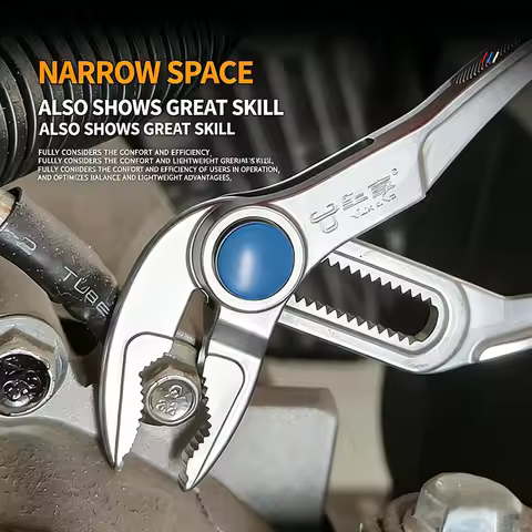 4 Inch Mini Groove Joint Pliers with Push Lock V Jaw Fast Adjustable for Tight Spaces Multi Surface 