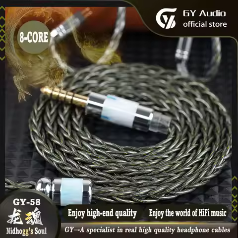 GY HiFi-58 Nidhogg's Soul 8N OCC Gold Plated+8N Copper Audiophile Earphone Cable 4.4mm 2Pin Balanced
