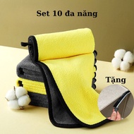 Khăn Lau Bếp Đa Năng (Mua 10 TẶNG CỌ RÃNH) 2 Mặt Lông Dày Siêu Mềm Không Sổ Lông Khăn Lau Bếp 30x30c