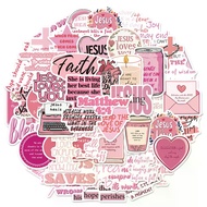50PCS Pink Bible Verse Jesus Waterproof Stickers DIY Notebook Phone Case Cup Decal Matthew God Quote