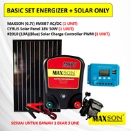 MAXSON Basic Set Energizer MAXSON (0.7J) #MXB7 + CYRUS Solar Panel 18V 50W - SESUAI UTK BAWAH 1 EKAR