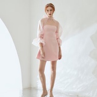 真絲雪紡袖 Rosy 迷你連衣裙 正式連衣裙 長款連衣裙 粉色連衣裙