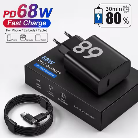 68W PD For Motorola Fast Charger Type C Adapter Phone Charger For iPhone Samsung Xiaomi Laptop Table