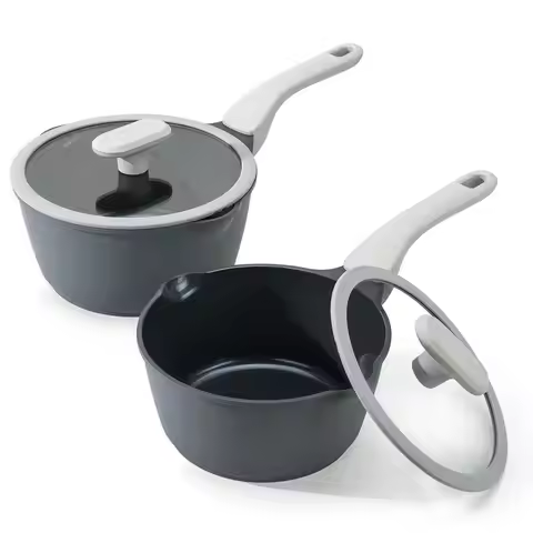 Nonstick Saucepan Set with Lids, 2QT and 2.7QT Ceramic Sauce Pan Set, Non Toxic Sauce Pots with Pour