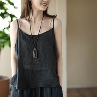 Cotton and Linen Camisole Vest for Women Loose Summer Vest Straps Versatile Top for Women