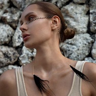 Unique Design Feather Face chain Simple Beads Tassel Face Jewelry Hip Hop Accessories Female Face ch