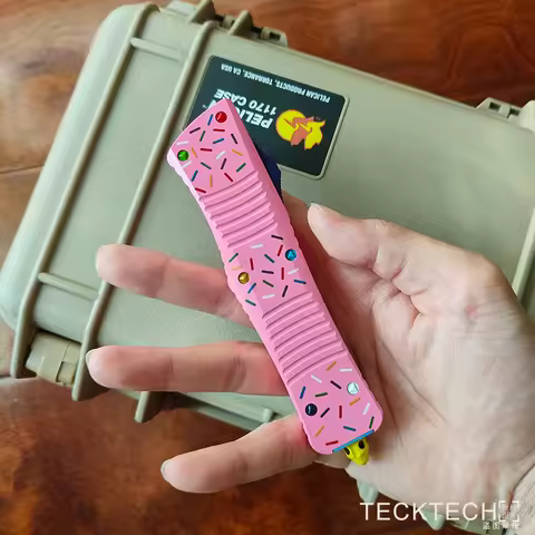 COMBAT TROODON DONUT PINK Tactical Gear EDC Tools D2 Steel CNC 6061 Aluminum EDC Micro Tech Comb by 