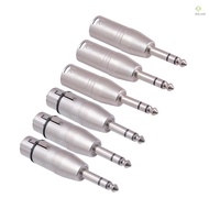 6 Pack 1/4 to XLR 6.35mm Female to XLR Male and 6.35mm Male to XLR Female Adapter Zinc Alloy Stereo 