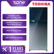 Toshiba 550L Inverter 2 Doors Refrigerator GR-HG55MDZ (GG) | Graduation Glass | LED Hybrid Deodorizer | Peti Ais Peti Sejuk