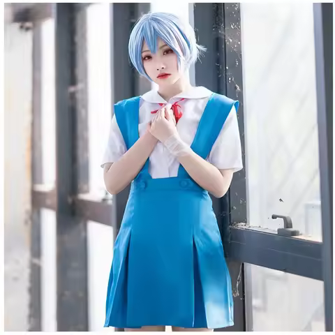 Anime Asuka Langley Soryu Cosplay Rei Ayanami Cosplay Costume Girl Women School Uniform Dresses Wig 