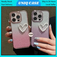 IPH 11 12 13 14 15 16 17 Plus Pro Max 2 in 1 shining pearl love phone case casing cover 手机壳