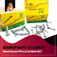 1" Wood Screw / Wood Screw FH (+) 1 In / White Elt Wood Screw 6 X 1 Inch - Frame Anchor Bolt