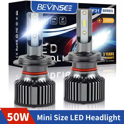 BEVINSEE H7 H1 LED Headlight Bulbs H4 9004 9007 9008 Hi-Lo Beam H11 H3 HB3 9005 HB4 9006 880 881 LED