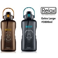 3.8 LITRE Relax Tritan BPA FREE Extra Large Push Button Lid With Straw Water Bottle#3800ml