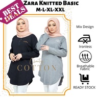 ZARA Basic Knitted Blouse.Long Top Knitted Muslimah.Baju Muslimah Labuh.Muslimah Long Blouse.Basic K