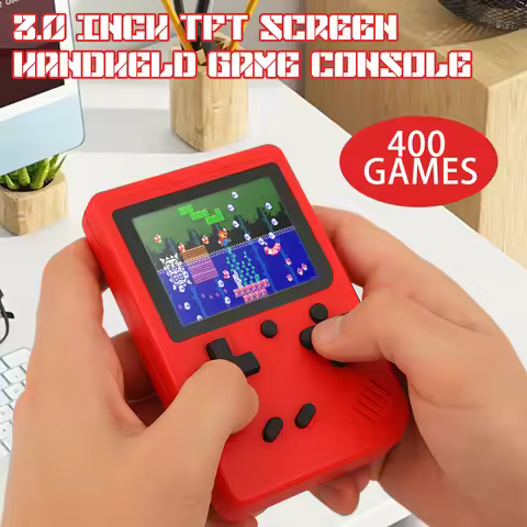A Red Retro Classic Games Children's Handheld Small Game Console With 400 Game Charging Can Be Conne