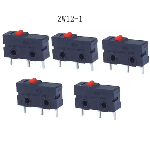5PCS Micro Switch 1NO1NC 10mm x 20mm Reset Switch 3 Pin 5A 250VAC ZW12 Series Tact Switch Non Lockin