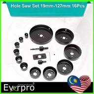 16Pcs Hole Saw 19mm-127mm Saw Cup Drill Bit Kit For Metal Plastic Iron Hole Cutting Tools