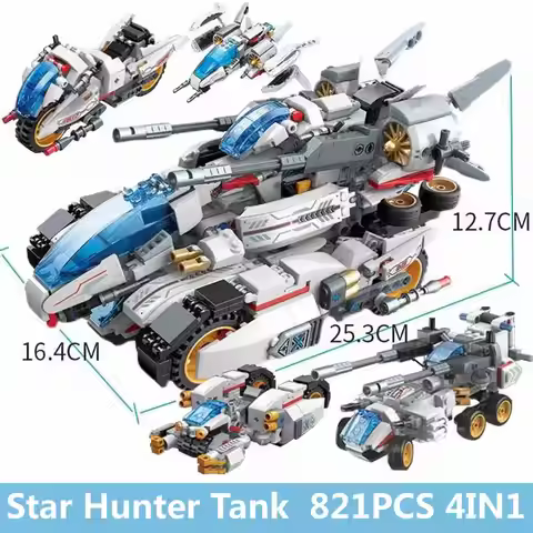 QMAN 41310 Star Hunter Tank 4IN1 Building Blocks Kit Brick Model Kids Toys Direct deformable body 82