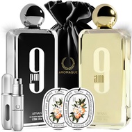 Bundle of Afnan 9AM & Afnan 9PM Cologne For Men 3.4oz each Eau De Perfume 1 Travel Refillable Bottle