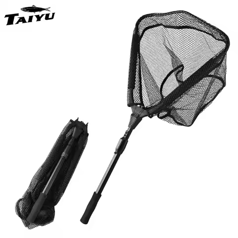 TAIYU 1m 83cm 49cm Telescopic Landing Net Folding Fishing Nets Fly Carp Sea Mesh Hand Dip Casting La