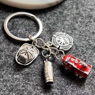 Fire Truck Axe Fire Hat Simulation Mini Three-Dimensional Fire Truck Chain New Style BPFK