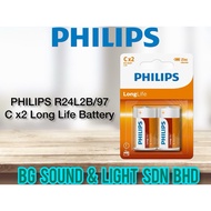 PHILIPS R24L2B/97 C x2 Long Life Battery