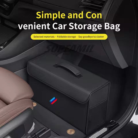 Car Trunk Leather Storage Box Foldable Stowing Tidying Bag For BMW M Power X3 X4 X5 X7 E36 E39 E46 E