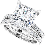 3CT-5CT Princess Cut Solid White Gold Colorless Moissanite Engagement Ring Set, Sterling Silver Vint