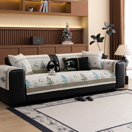 {QW Sofa Cover} Universal Chenille Christmas Sofa Mat Cover Christmas Tree Deer Pattern Sofa Covers